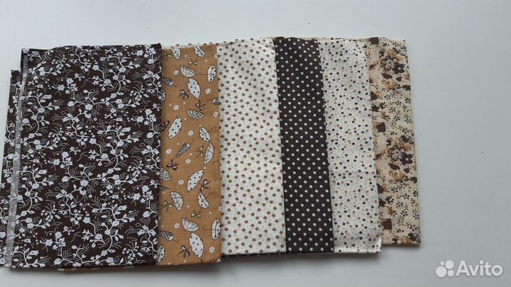 4 набора х/б ткани №2. Наборы разных цветов