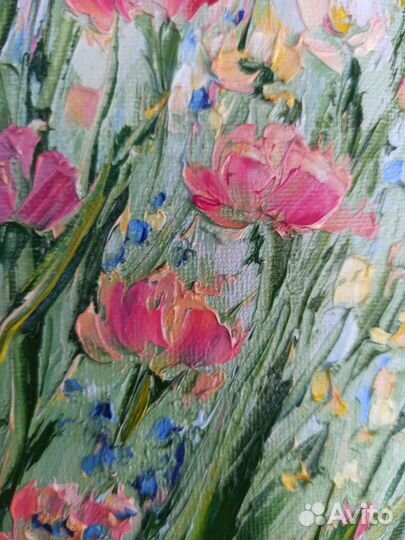 Картина с цветами маслом на холсте цветы