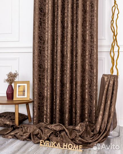 Портьеры рогожка Версаль Шоколад шторы занавески