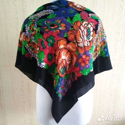 Платок СССР 90*90 в павловопосадском стиле