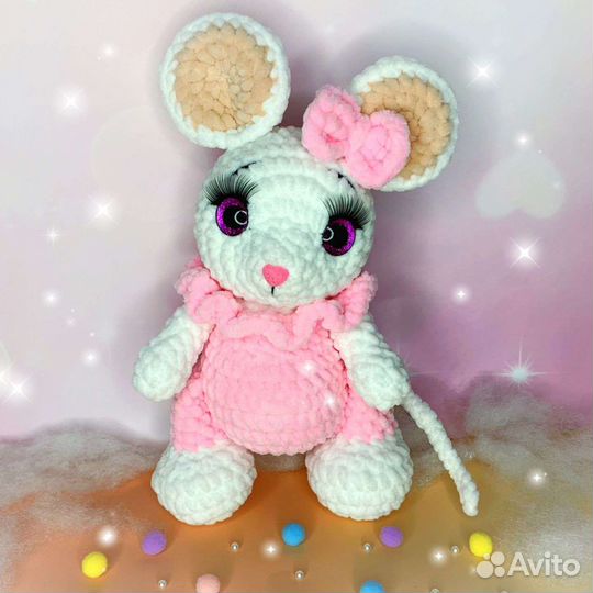 Вязаная мышка, мягкая игрушка, ручная работа