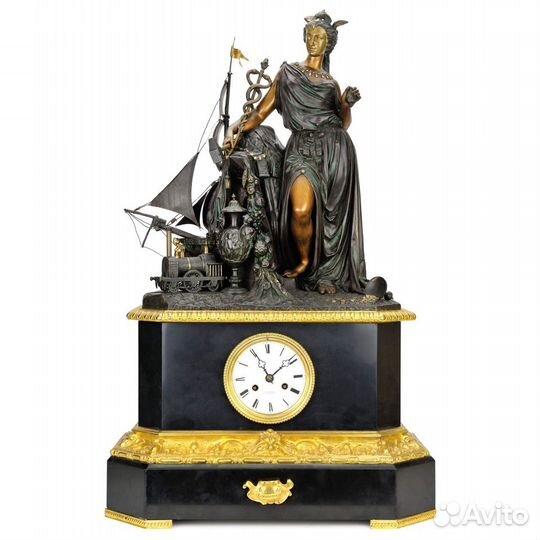 Антикварные каминные часы «Аллегория Коммерции»