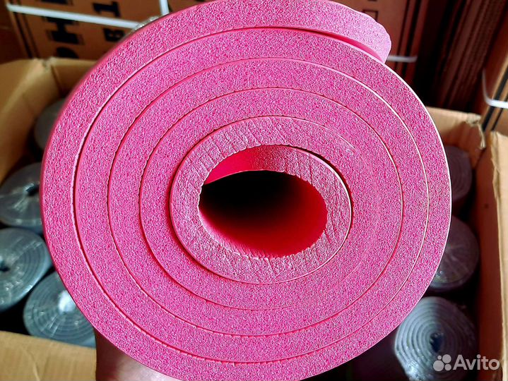 Коврик йоги 1*61*183 см толстый фитнес мат розовый