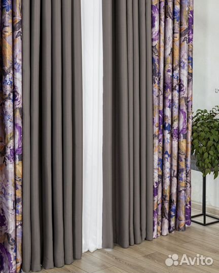 Комплект Шторы и Тюль Медина сирень+Вуаль