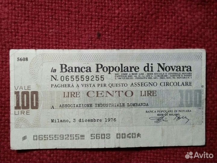 Банковские чеки/письма/ Италия 1976 -77 г/6 шт