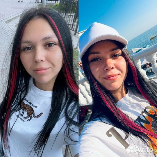 Наращивание натуральных цветных прядей