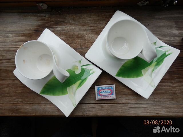 Оригинальная чайная пара «тет-а-тет» Зелёный лист