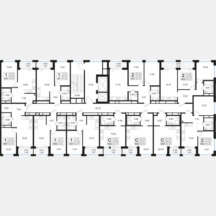 1-к. квартира, 43,6 м², 8/15 эт.
