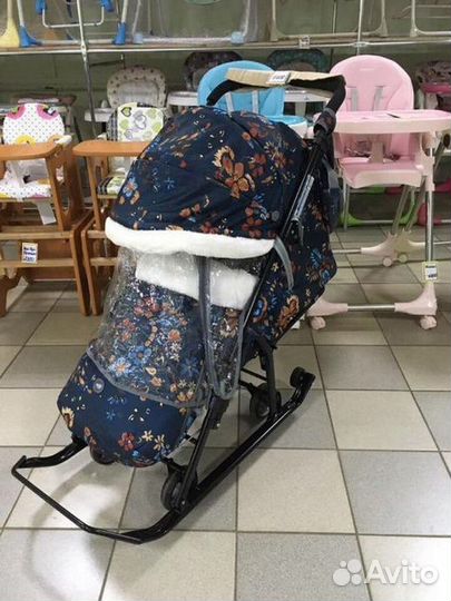 Санки коляски с перекидной ручкой