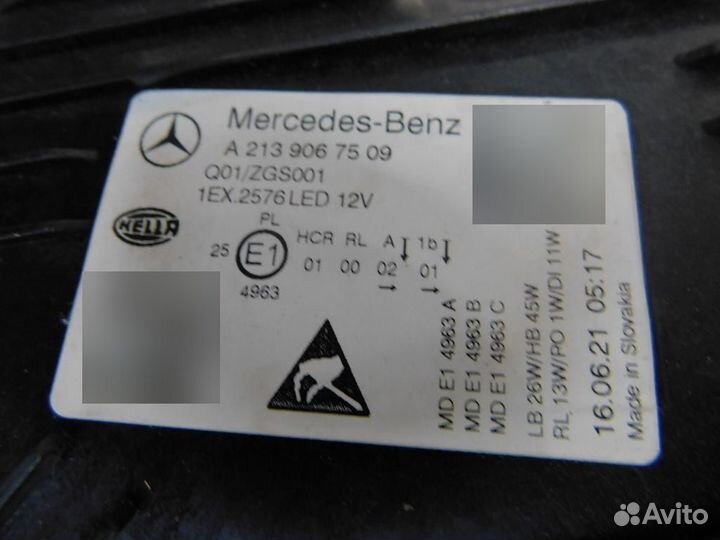 Фара левая Mercedes-Benz E-Class