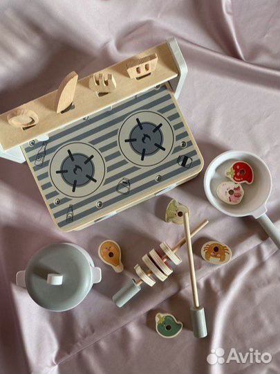 Деревянные игрушки, набор для девочек печь/посуда