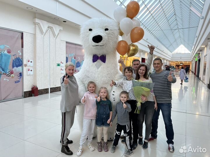 Белый мишка поздравление, ростовая кукла