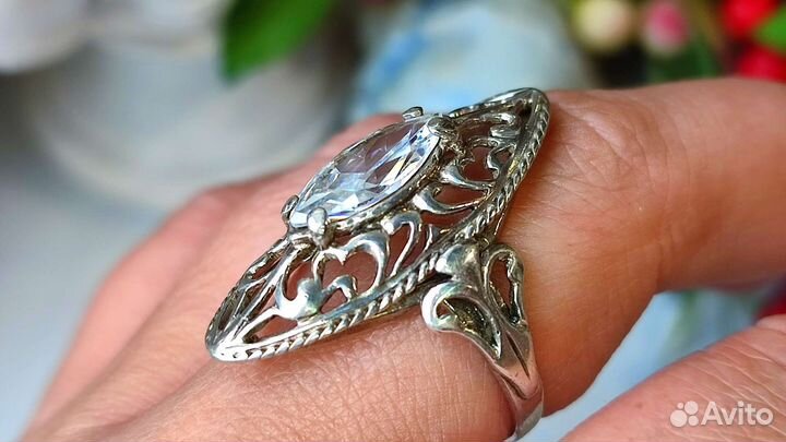 Винтаж кольцо альпийский хрусталь, 20 р-р, 925
