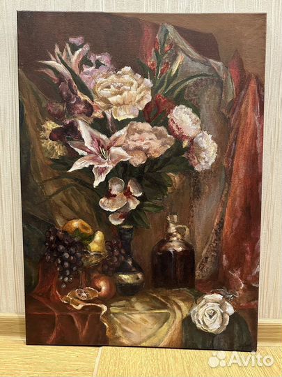 Картина маслом на холсте, натюрморт с цветами