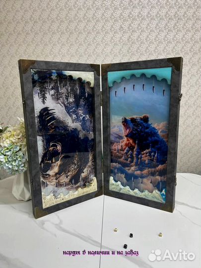 Нарды ручной работы со стеклом 