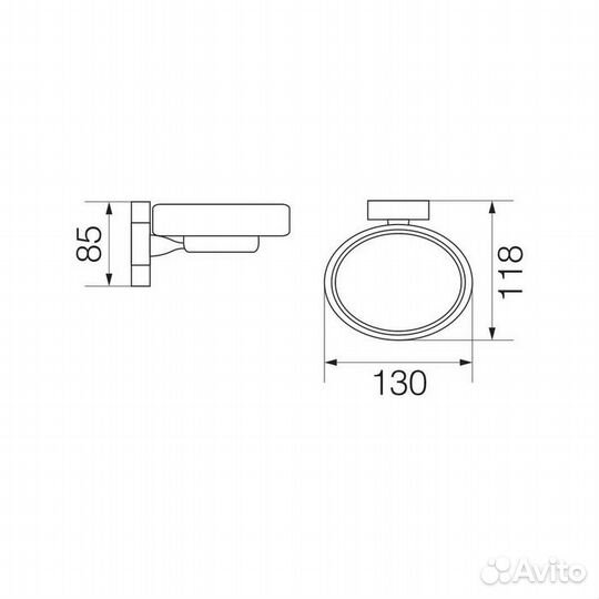 Мыльница настенная veragio, хром/керамика