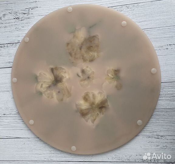 Поднос из эпоксидной смолы с сухоцветами «Пионы«