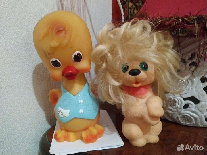Резиновые игрушки СССР собака и утёнок