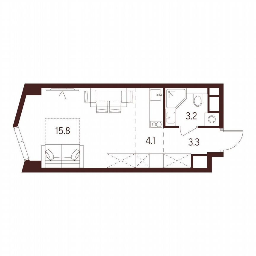 Квартира-студия, 26,4 м², 21/26 эт.