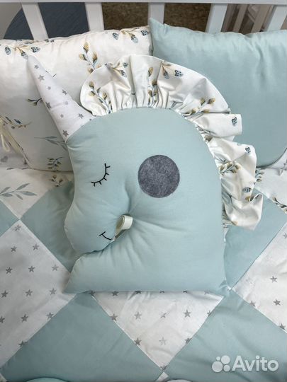 Комплект в кроватку Единорог мятный