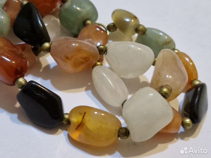 Винтажные бусы из натуральных камней.Агаты