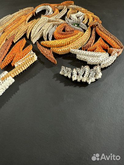 Эксклюзивная картина нитками ручной работы Тигр