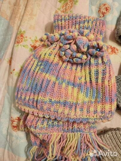 Шапка манишка берет шарф