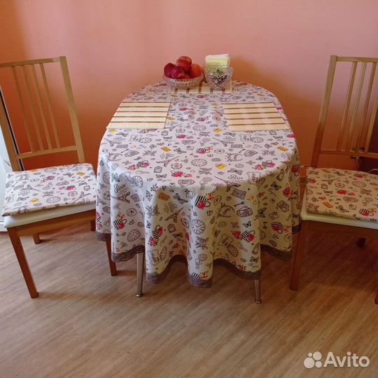 Скатерть лен новая, подушки на стулья лен