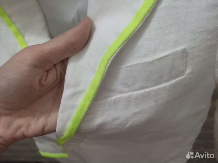 Белый льняной пиджак marks & Spencer 128 см