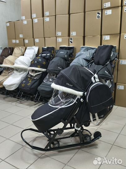 Новые санки-коляска Pikate Arctic 24-25г, чёрный