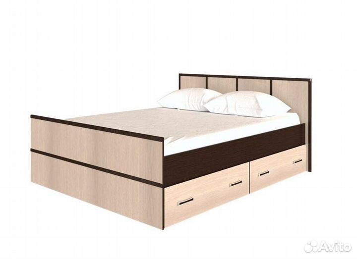 Кровать 1,6 метра с ящиками Сосна лоредо/Венге