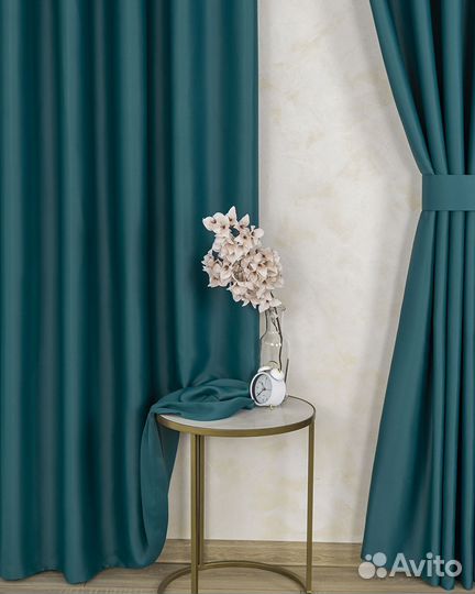 Портьеры блэкаут Марсель Морской шторы