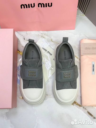 Кеды женские замшевые MIU MIU разноцветные