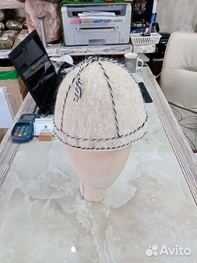 Шапка-тюбитейка для бани из натурального войлока