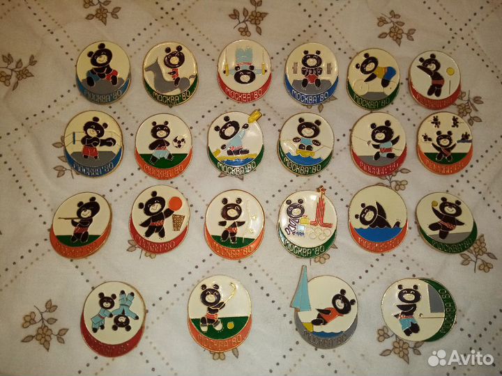 Значки Олимпиада Москва 80 (коллекция Мишек 22шт)