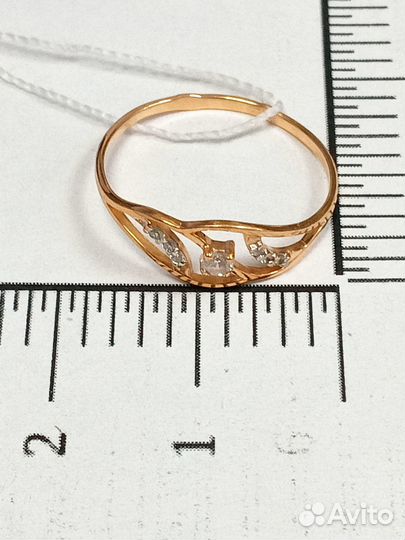 Золотое кольцо с фианитом 16,5р