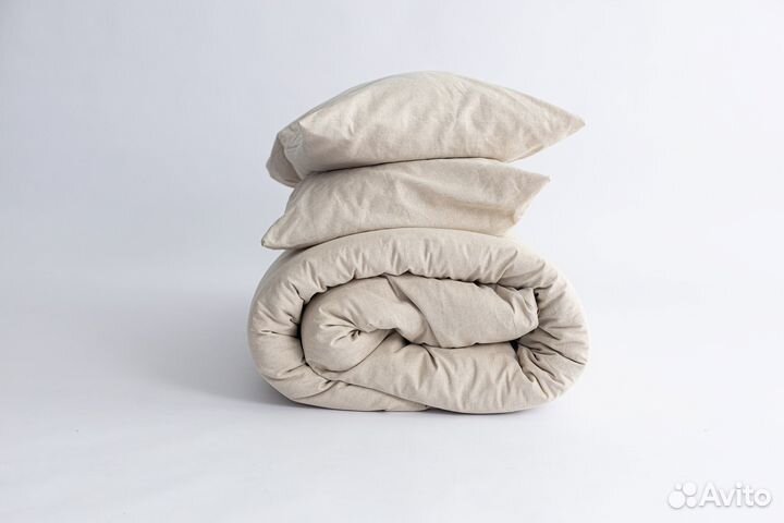 Постельное белье из льна евро однотонное