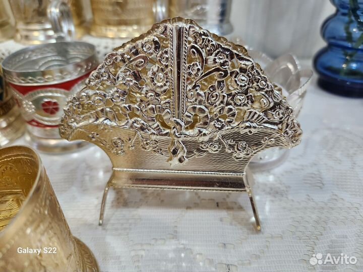 Подстаканник эмаль СССР алюминий, салфетница