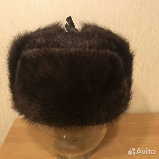 Шапка-ушанка мужская меховая из ондатры
