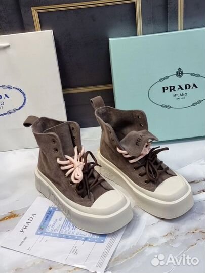 Женские кеды Prada замша