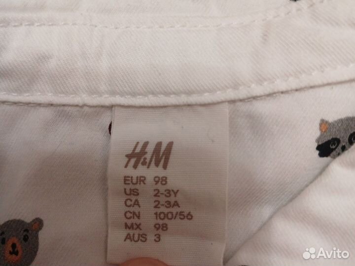 Рубашка детская, на мальчика, 98 см, H&M