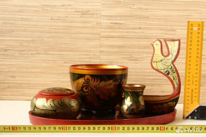 Набор посуды, дерево, хохлома. СССР