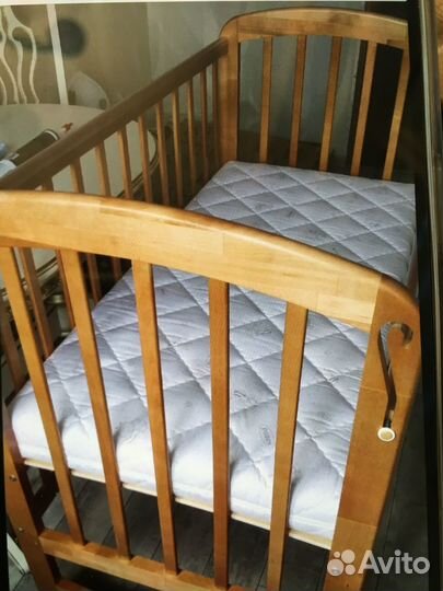 Детская кровать, матрац + наматрасник