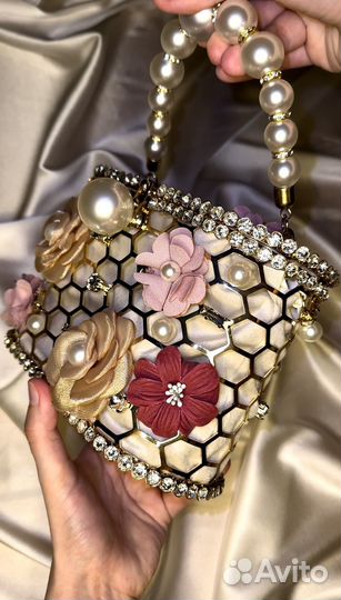 Сумка с бусинами и стразами винтажная