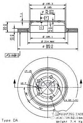 Диск тормозной задн. с уф покрытием BMW 5 (E60)