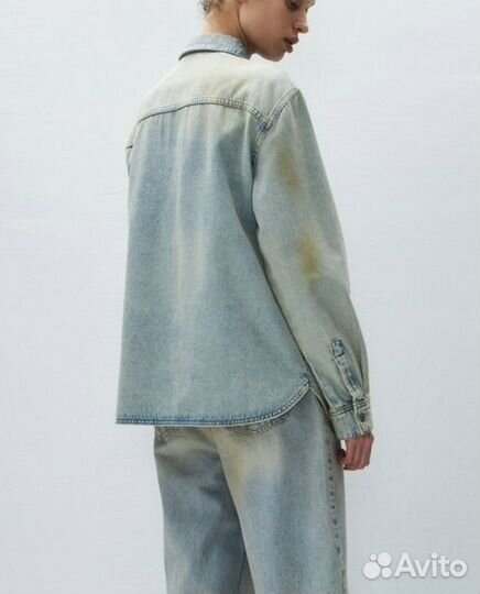 Lime Джинсовая куртка-рубашка XS новая