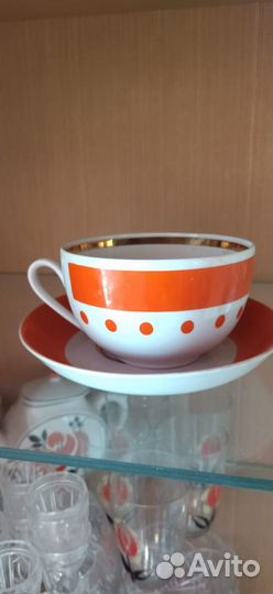 Чайная пара,1950г.,Дмитровский фарфоровый завод