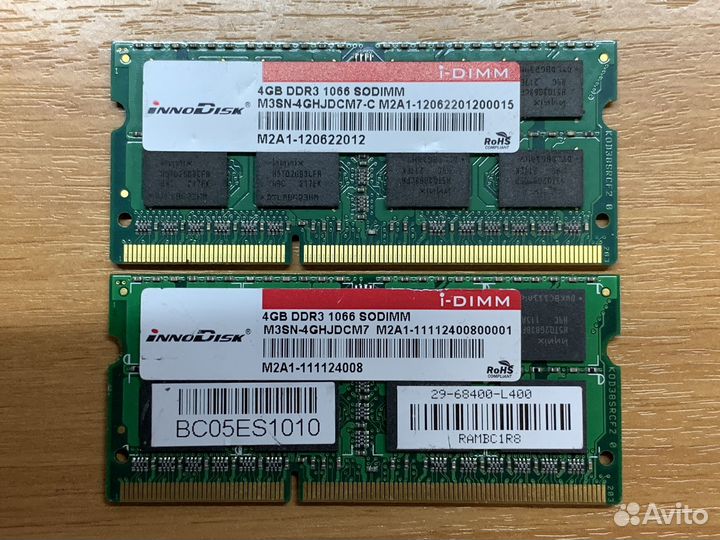Память для ноутбука 4GB DDR3 1066MHz InnoDisk