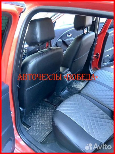 Чехлы Renault Megane 3 из экокожи чёрно-серые Ромб