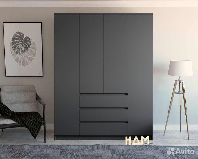 Шкаф распашной серый